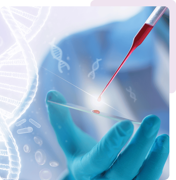 Lab technician pipetting blood sample