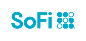 SoFi logo on black background